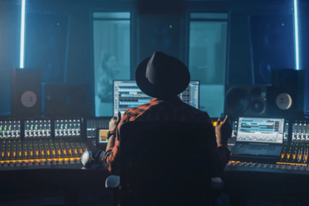 Music producer in studio